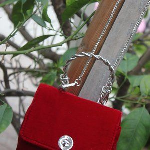 ZARA Women Velvet Evening Bag With Handle and Chain